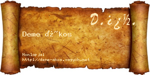 Deme Ákos névjegykártya